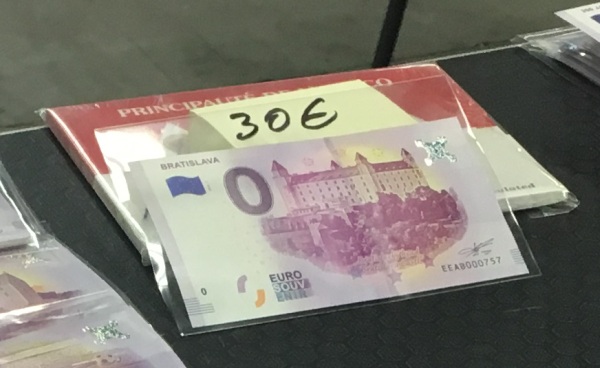 Bratislavský hrad bankovka s chybou, nula eur